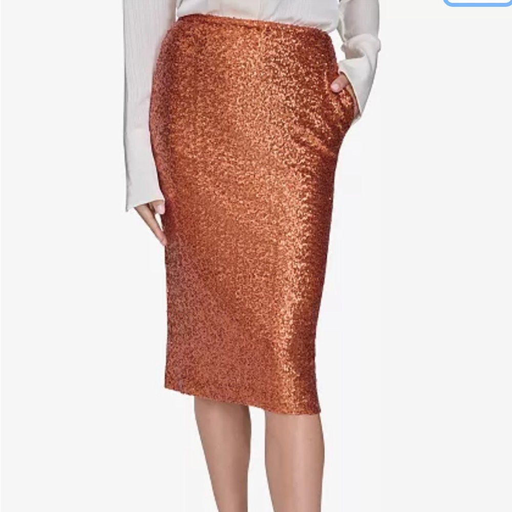 Halston Heritage Gold Sequin Pencil Skirt